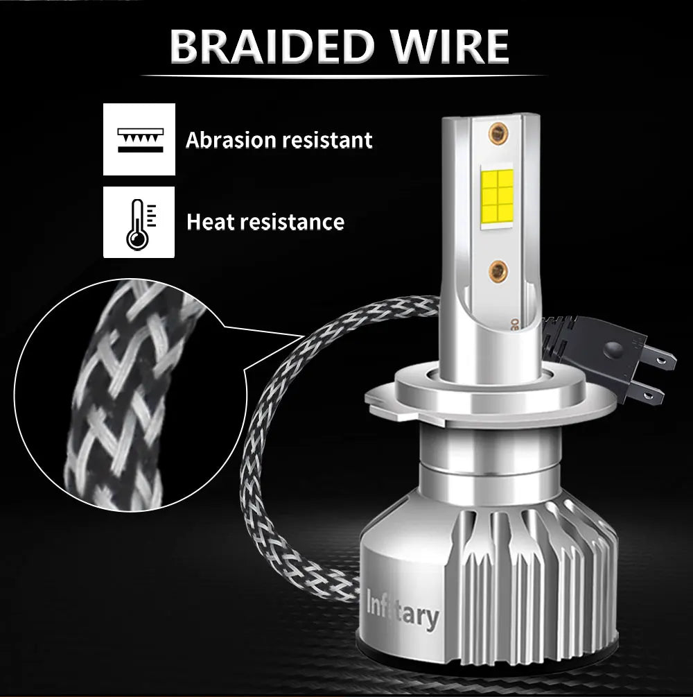 Infitary H7 Led Car Lights H4 H11 Auto Fog Lamp 6500K Headlight Bulbs H1 30000LM Accessories 9005 9006 H1 880 H3 Automobile Bulb