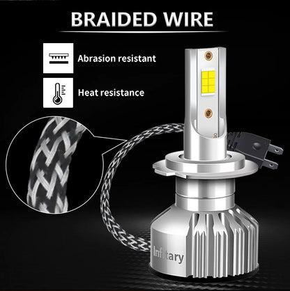 Infitary H7 Led Car Lights H4 H11 Auto Fog Lamp 6500K Headlight Bulbs H1 30000LM Accessories 9005 9006 H1 880 H3 Automobile Bulb