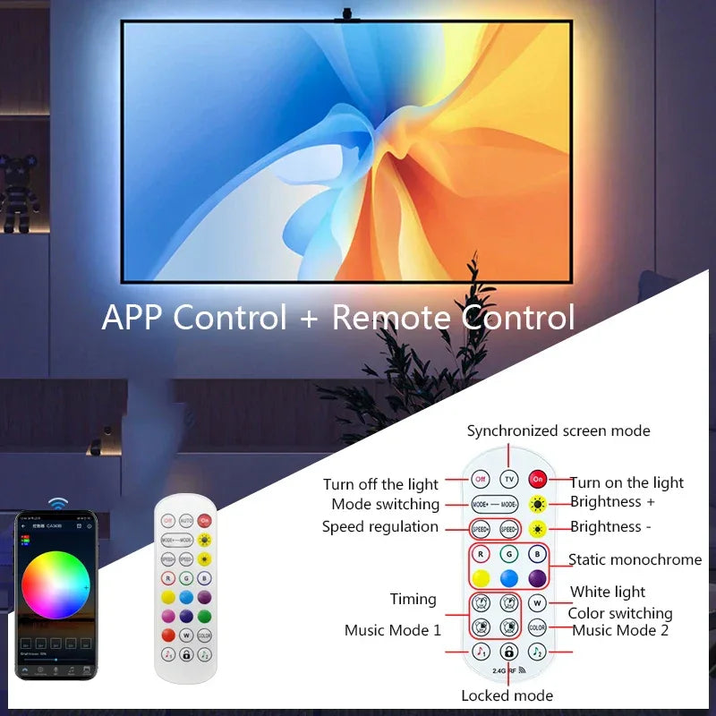 New TV LED SYNC Backlight RGBIC LED Strip with Color Capture Bluetooth Music SYNC USB Light Strip for Movie Game Atmosphere