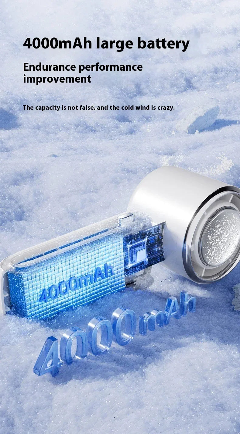 5-Speed Strong Cooling Mini Fan, Foldable & Neck Hanging - 9H Long Battery, Powerful Wind with LED for Office Outdoor Travel