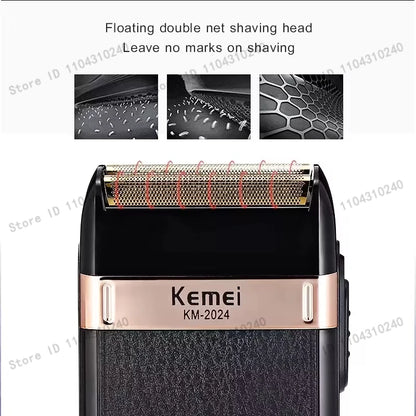 Kemei Men's Electric Hair Trimmer USB Charging Cordless Hair Clipper Reciprocating Twin Blade Beard Shaver KM-2024 KM-034 Kit