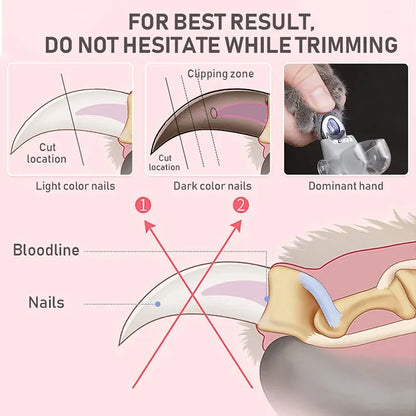 Professional Pet Nail Clipper With LED Light Safety Guard Cat Dog Toenail Scissors Trimmer Grooming Tool For Small Pets