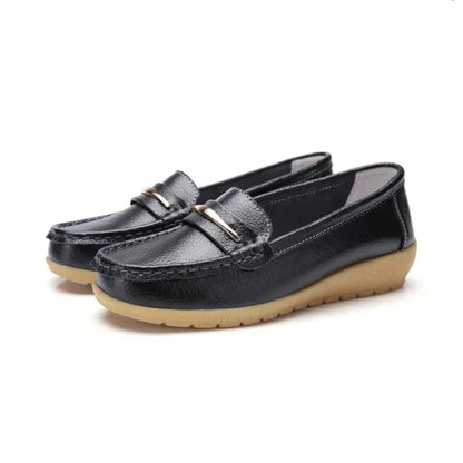 2025 New Genuine Leather Shoes Woman Slip On Women Flats Moccasins Women's Loafers Spring Autumn Mother Shoe Big Size 35-44