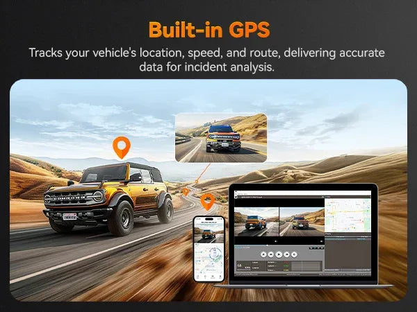 WOLFBOX G850 Front and Rear 4K 5.8Ghz WIFI Voice Control Dash Cam Car Camera WDR 1080P Dash Camera GPS Night Vision 24H Parking