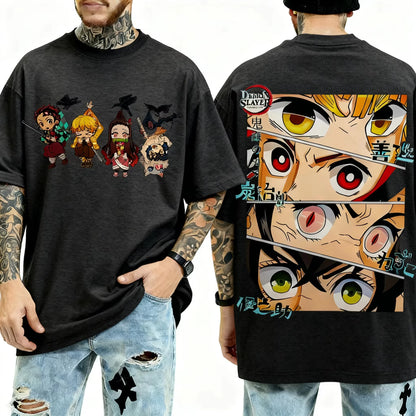Demon Slayer Anime Character Eyes Printed T-shirt Men's and Women's T-shirt Men's Top Sports T-shirt 2026 Summer New
