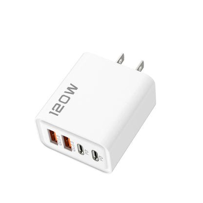 USB C Charger Total 120W 4-Port Fast Charger Mobile Phone USB Type C Charging Adapter EU/US/UK Plug For iPhone 17 Xiaomi Huawei