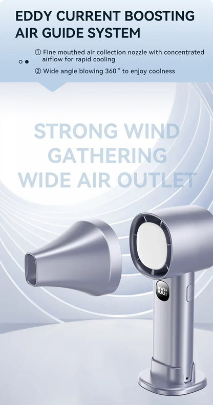 Night Light Cooling Fan 5000mAh Handheld Cooling Fan Portable Handheld Turbo Fan 100 Wind Speeds Adjustable Mini Personal Fan