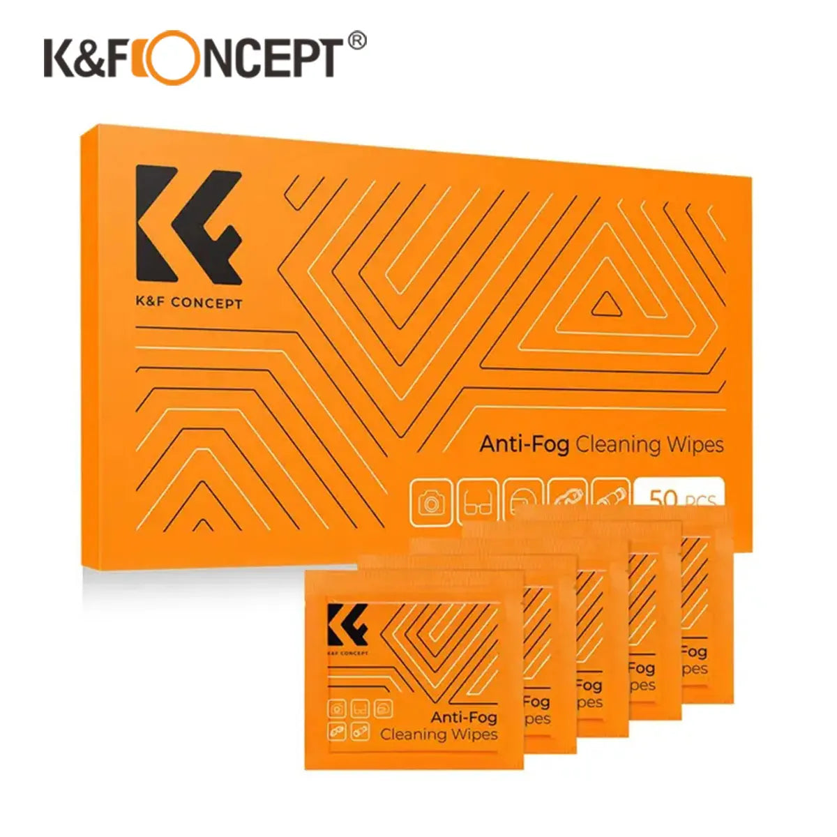 K&F Concept 50 120 PCS Cleaning Wipes Individually Wrapped Anti Fog Wipe Suitable Camera Lenses Eyeglasses Tablets Mobile Screen