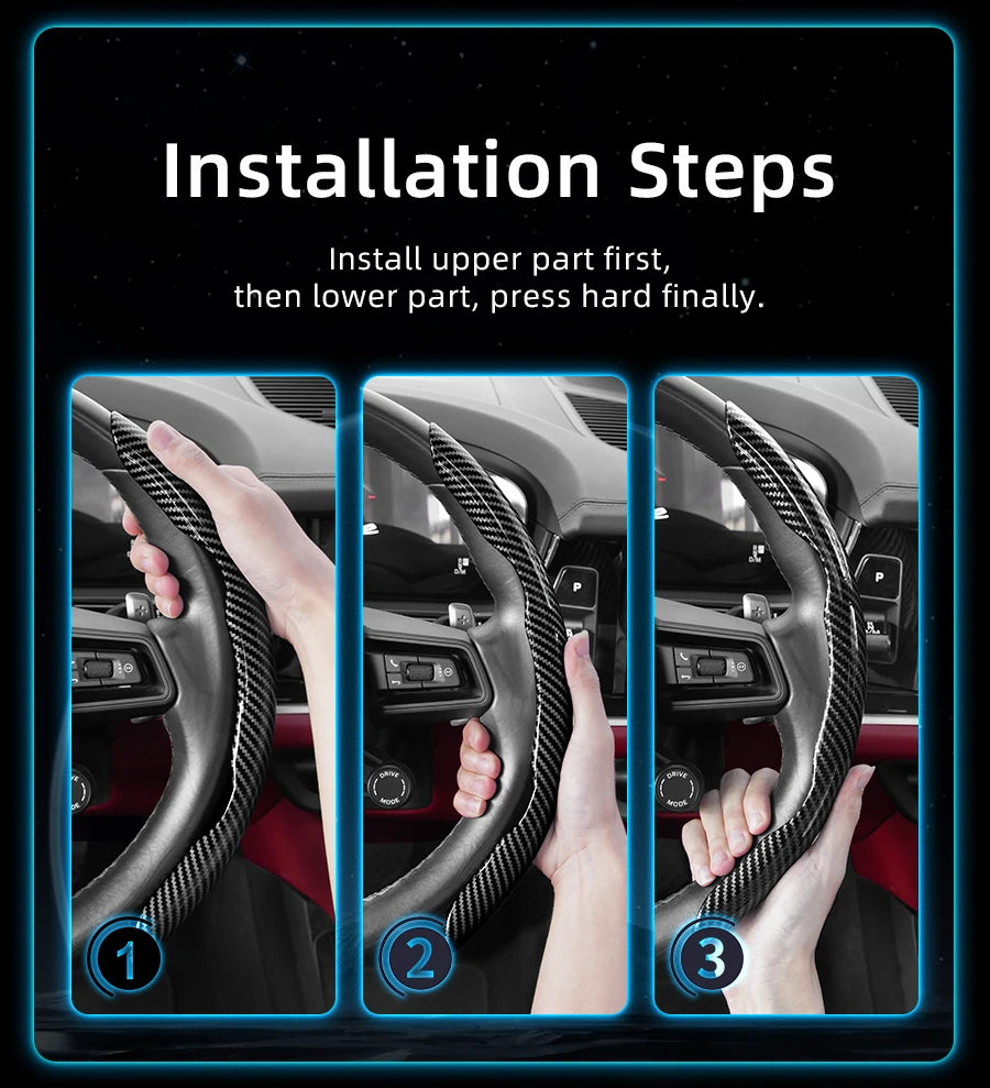 Suitable for Seat Carbon Fiber Texture Steering Wheel Cover with Segmented Quick-Release Design, Durable, for Models Such as Ibiza, Arona, Leon, Leon Sportstourer, Ateca, Etc., in Black, Blue, Red, Silver, and White by PDG ibma