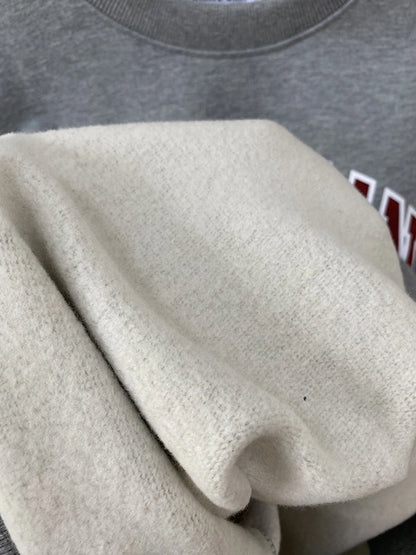 Women's sweatshirt for autumn and winter 2025, comfortable and casual round neck long sleeved gray warm pure cotton sportswear