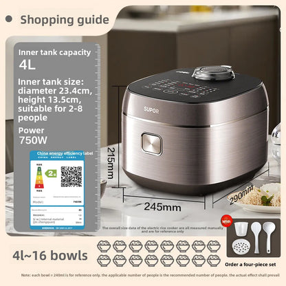 SUPOR 4L Rice Cooker 0-Fluorine Glazed Ball Pot Micro Pressure 21-Min Fast Cook Anti-Overflow 220V
