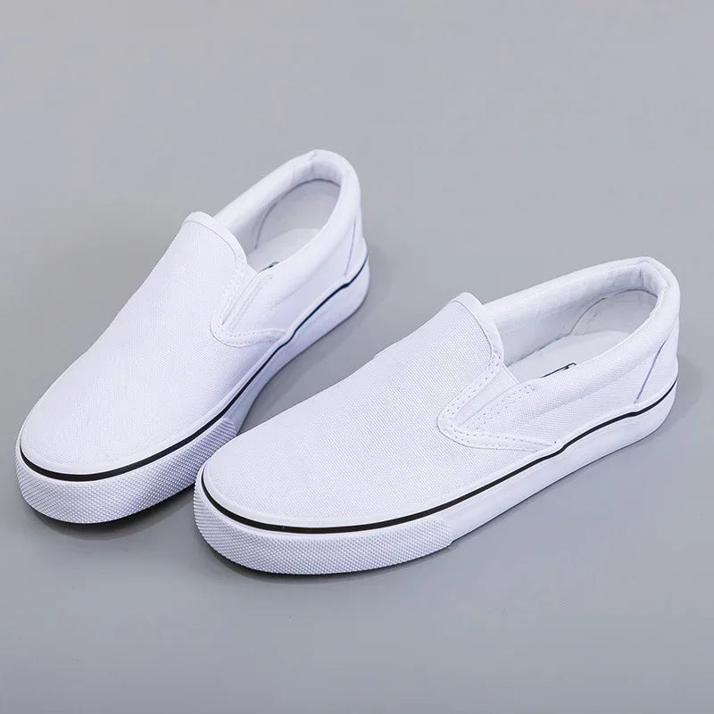 Hand-Painted Canvas Shoes Elastic Unisex Spring 2025 Style Korean Version Flat Heel Breathable Cotton Lined All-Season Footwear