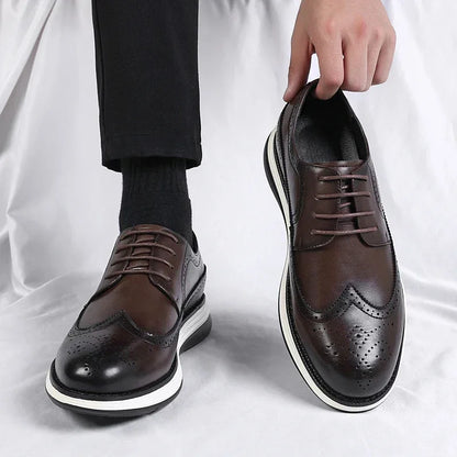 Men's Casual Leather Thick Soled Simple Walking Shoes Fashion Oxford Shoes High End British Style Office Business Dress Shoes