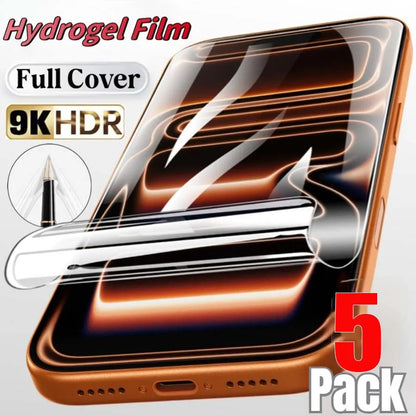 5Pcs Hydrogel Film For iPhone 17 16 15 14 13 12 11 Pro Max Plus Full Cover Screen Protector For iPhone 17E 16E 13 12 MIni