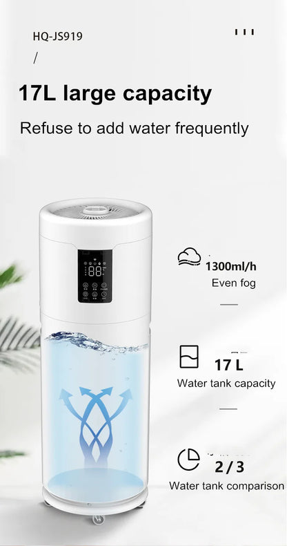 100-240V Humidifiers for Large Room Wholehouse Humidifier 2000 sq.ft.Honovos 17L/4.5Gal Ultrasonic Cool Mist Large Humidifier