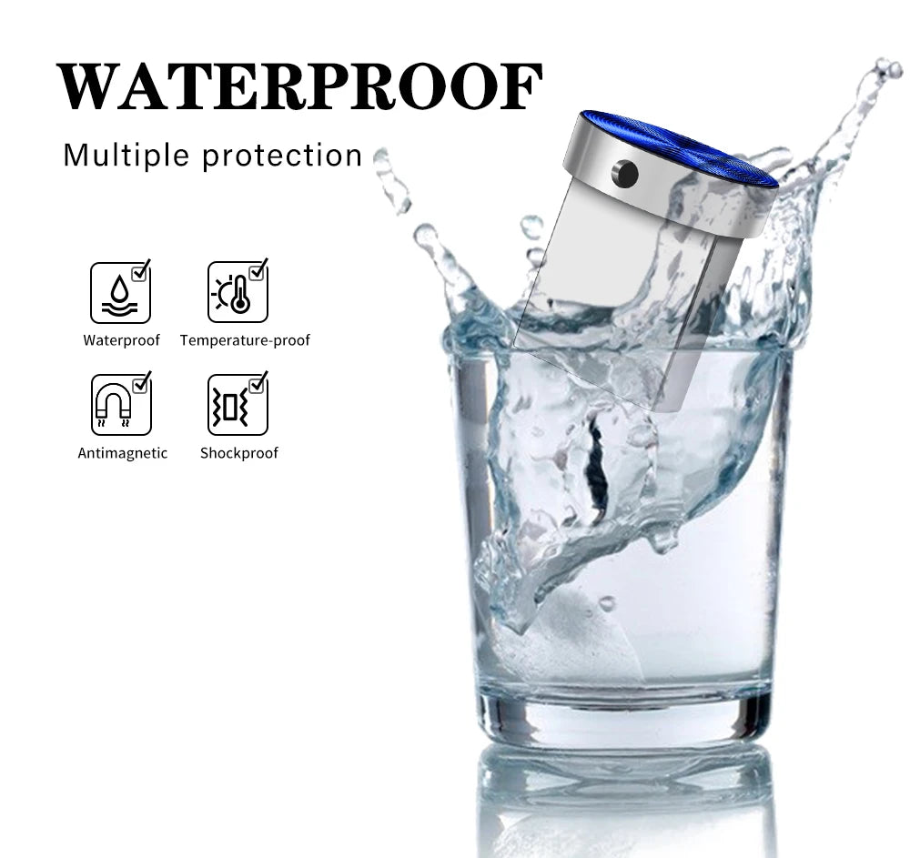 Mini Metal USB Flash Drive 128GB High Speed Memory Stick 64GB Blue Waterproof Pen Drive 32GB Circular Button USB Stick 16GB 8GB