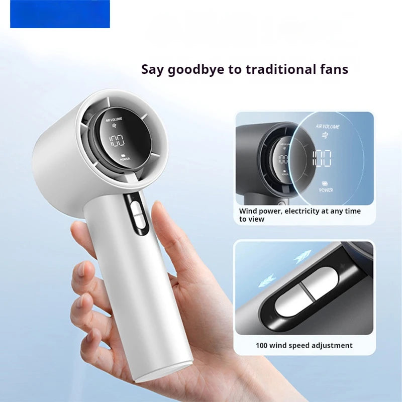 2025 Handheld Fan 5200mAh with LED Display Semiconductor Refrigeration 100 Speeds USB Rechargeable For Sport