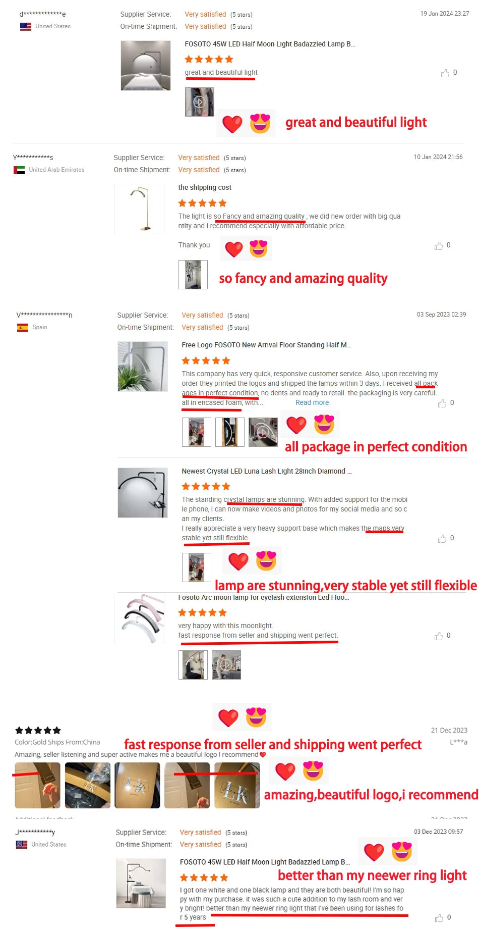 Fosoto Multiple Professional Half-Moon Light LED Lash Light  Ring Light For Makeup Beauty Salon Eyebrow Tattoo photography Video