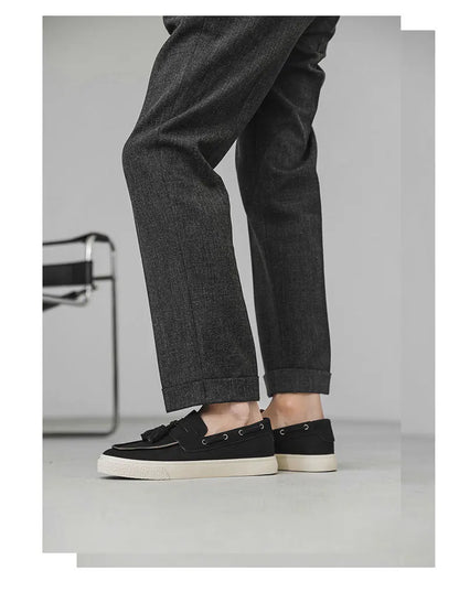 2025 Men Flat Loafers Frosted Suede Flat Shoes Comfortable Non Slip Trendy Fashion Loafers Lightweight Outdoor Casual Shoes
