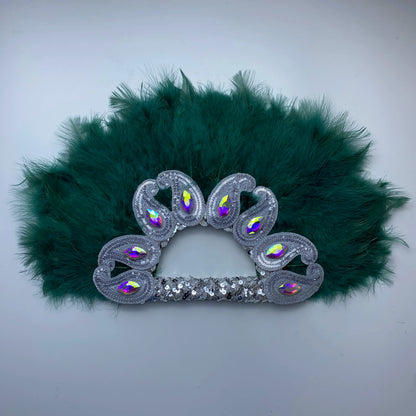 2025 New Design African Turkey Feather Big Fan Ladies Wedding Feather Fan for Bride Double Side Feather Nigerian Feather Handfan