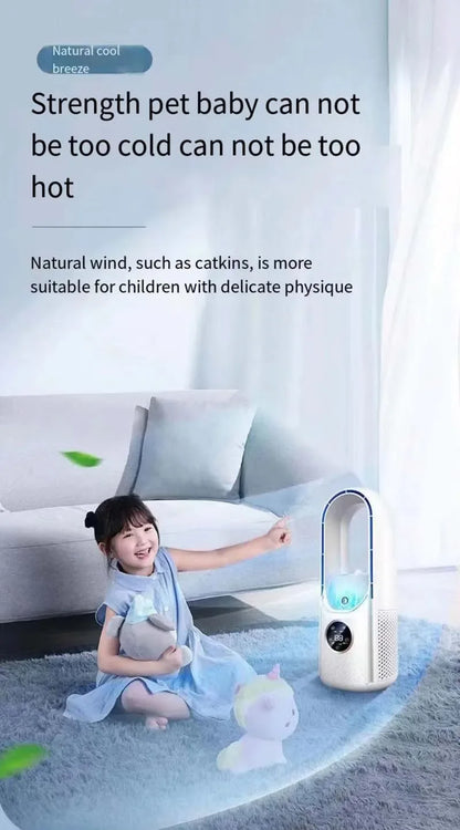Bladeless Fan Air Cooler Portable Led Display Desktop Fanless Bladeless Cooler Cooling Six Gear Adjustable Fan Office Bedroom
