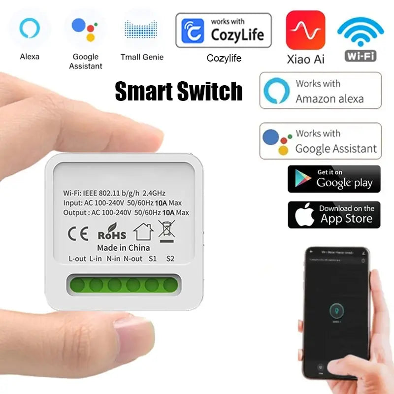 Tuya Zigbee 3.0 Mini Smart 16A Switch Smart Life Automation DIY Module Breaker Support 2Way Control Works with Alexa Google home