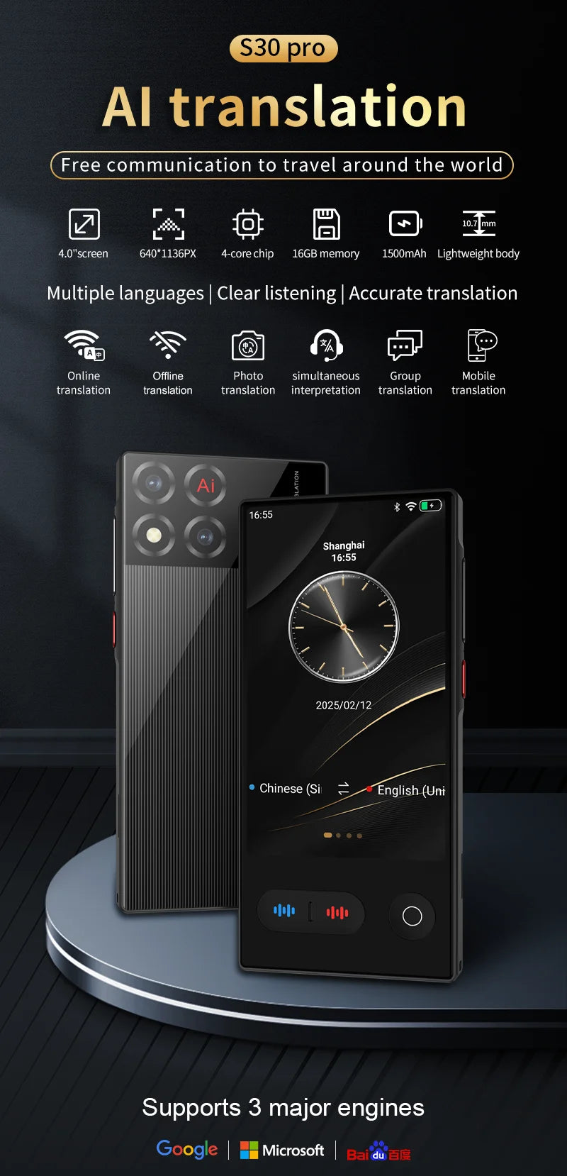 Language Translator Device 148 In Real-time Online Languages Translation Device Portable AI ChatGPT Photo Intelligent Translate