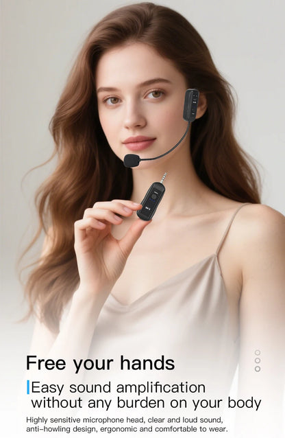2.4G Head-mounted Wireless Lavalier Microphone Set Transmitter with Receiver for Amplifier Voice Speaker Teaching Tour Guide