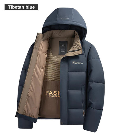 Graphene Warm Windproof Jacket Men 2024 Winter New Fashion Comfortable Thickened Outdoor Hooded Overcoat Male Casual Clothes