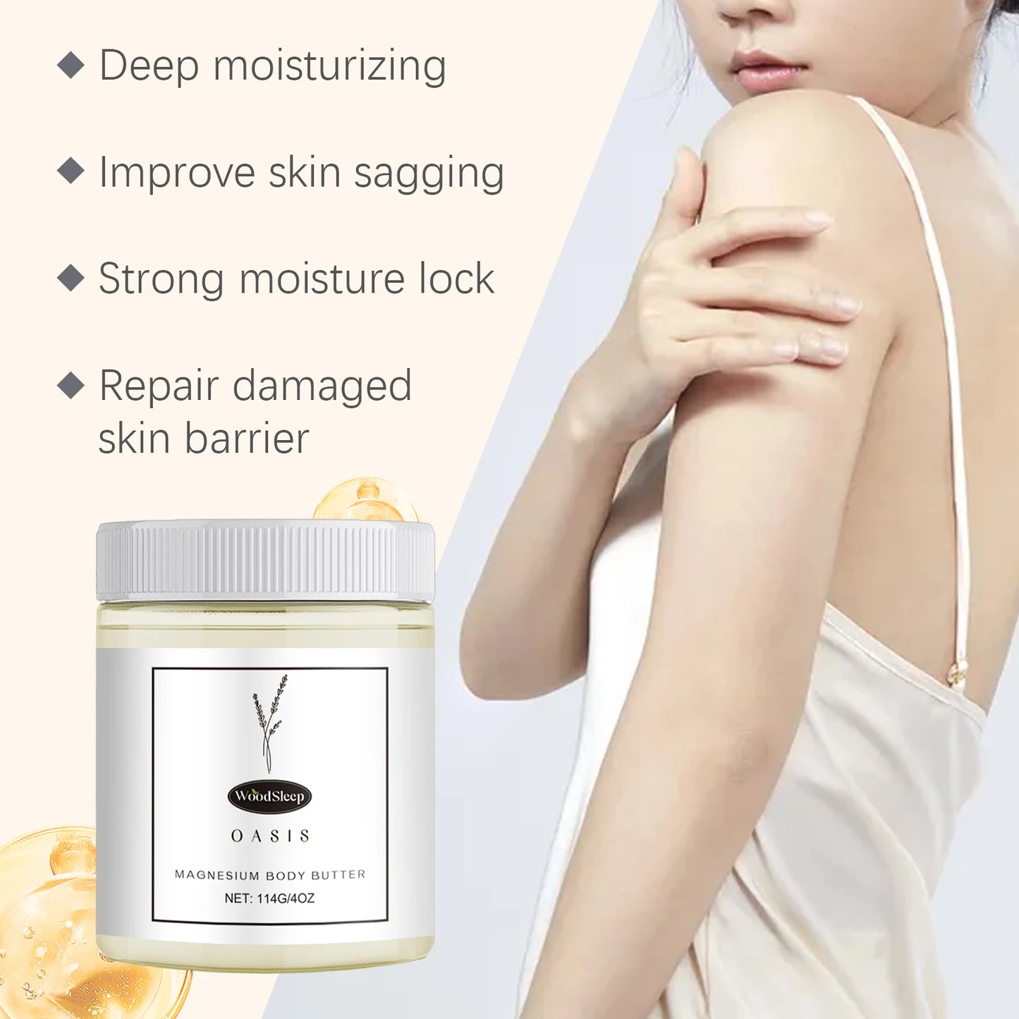 Shea Butter Body Lotion Moisturizing Magnesium Body Butter Nourishing Skin Soft Smooth Soothes Muscles Body Skincare Cream
