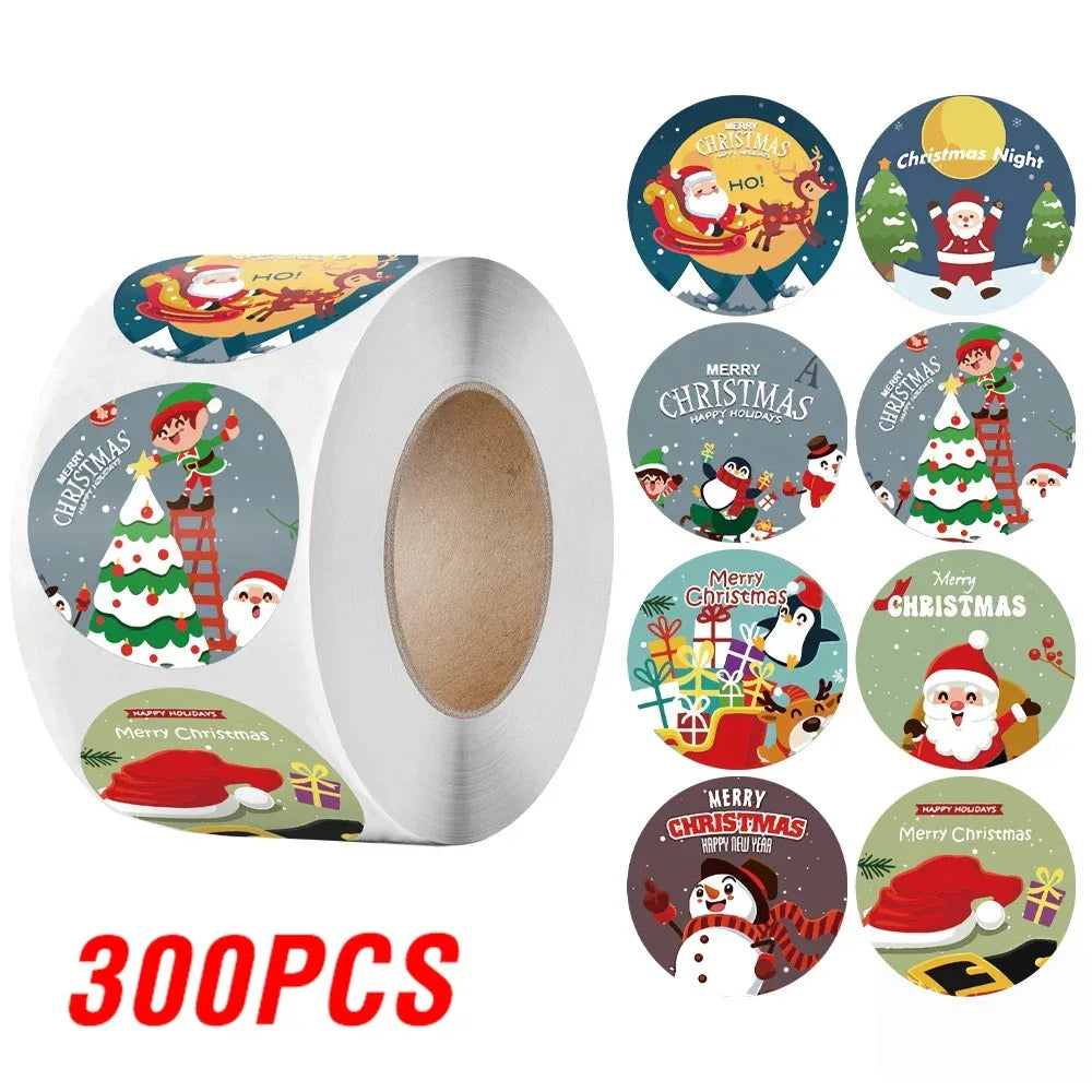 100-500Pcs Gold Snowflake Christmas Stickers Candy Bag Envelopes Sealing Label Christmas Gifts Box Decorations Sticker