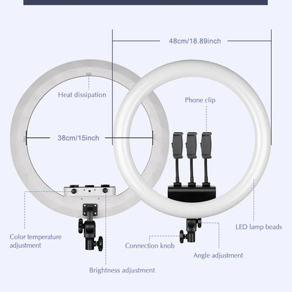SH Ring Light 18inch Kit 36W 6500K Professional LED Control Stand Phone Holder Tube  Bag for Tattoo Lash Extension Barber Light