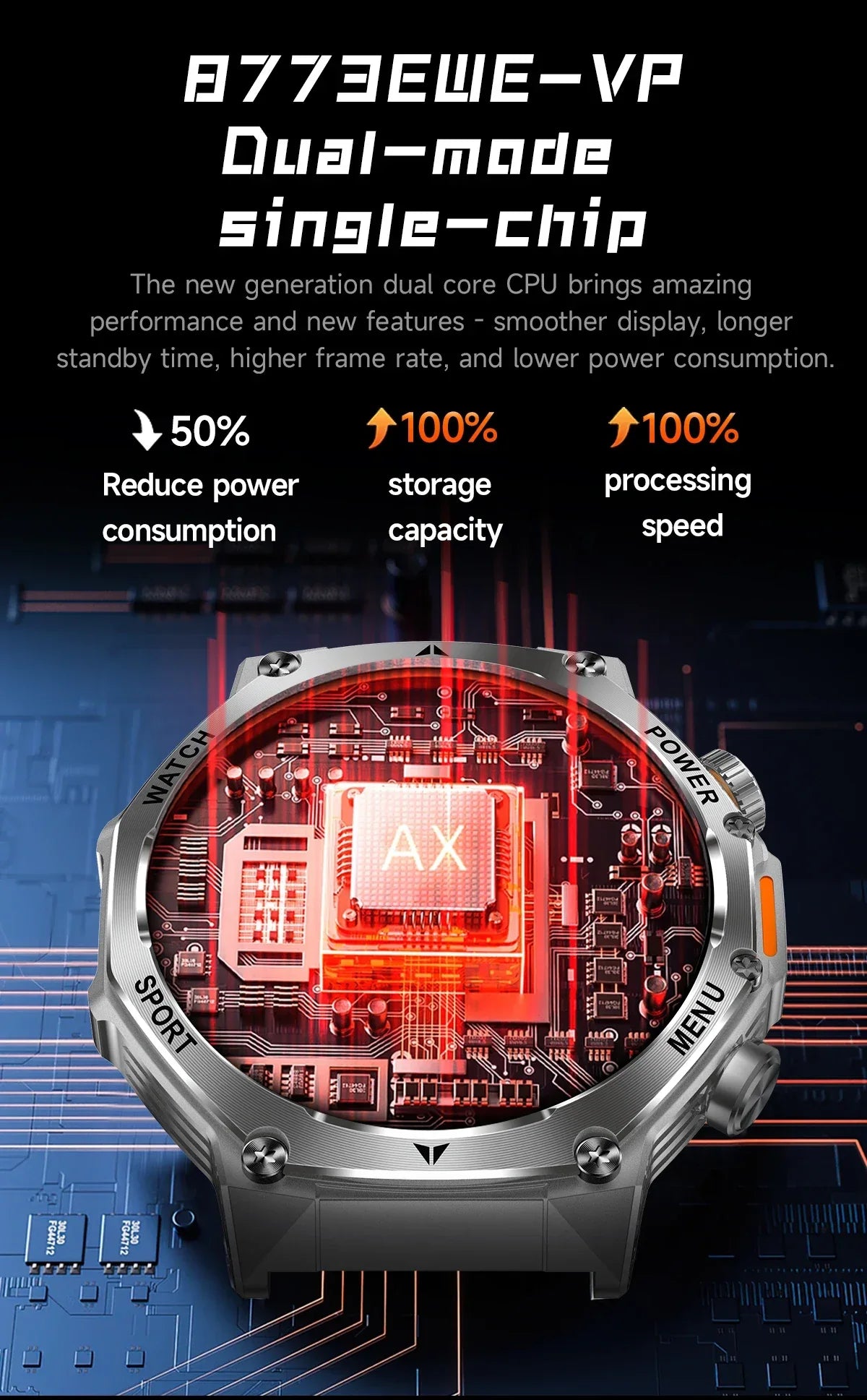 2026 800mAh Super Capacity Battery Adult Men Smart Watch 1.8-inch Large Screen Bluetooth Call IP68 Waterproof SmartWatch Sports