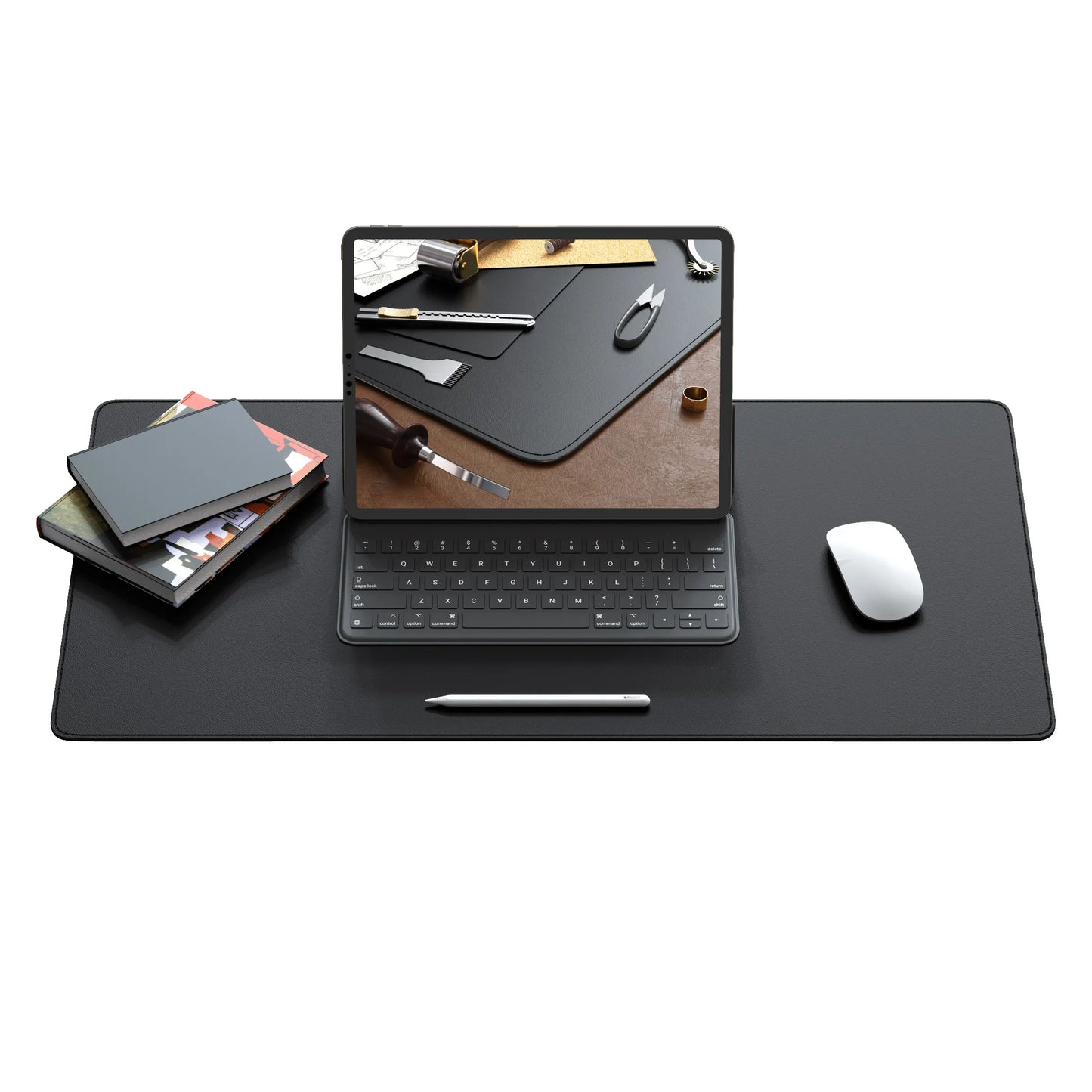 Dual Sided Desk Mat,Leather Desk Pad,Black Cork Desk Mat Protector,Large Mouse Pad,Desk Writing Pad for Office and Home