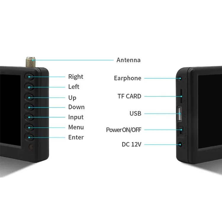Small TV 5 Inch Portable LED Television Support DVB-T DVB-T2 ATSC ISDB Rechargeable Digital TV