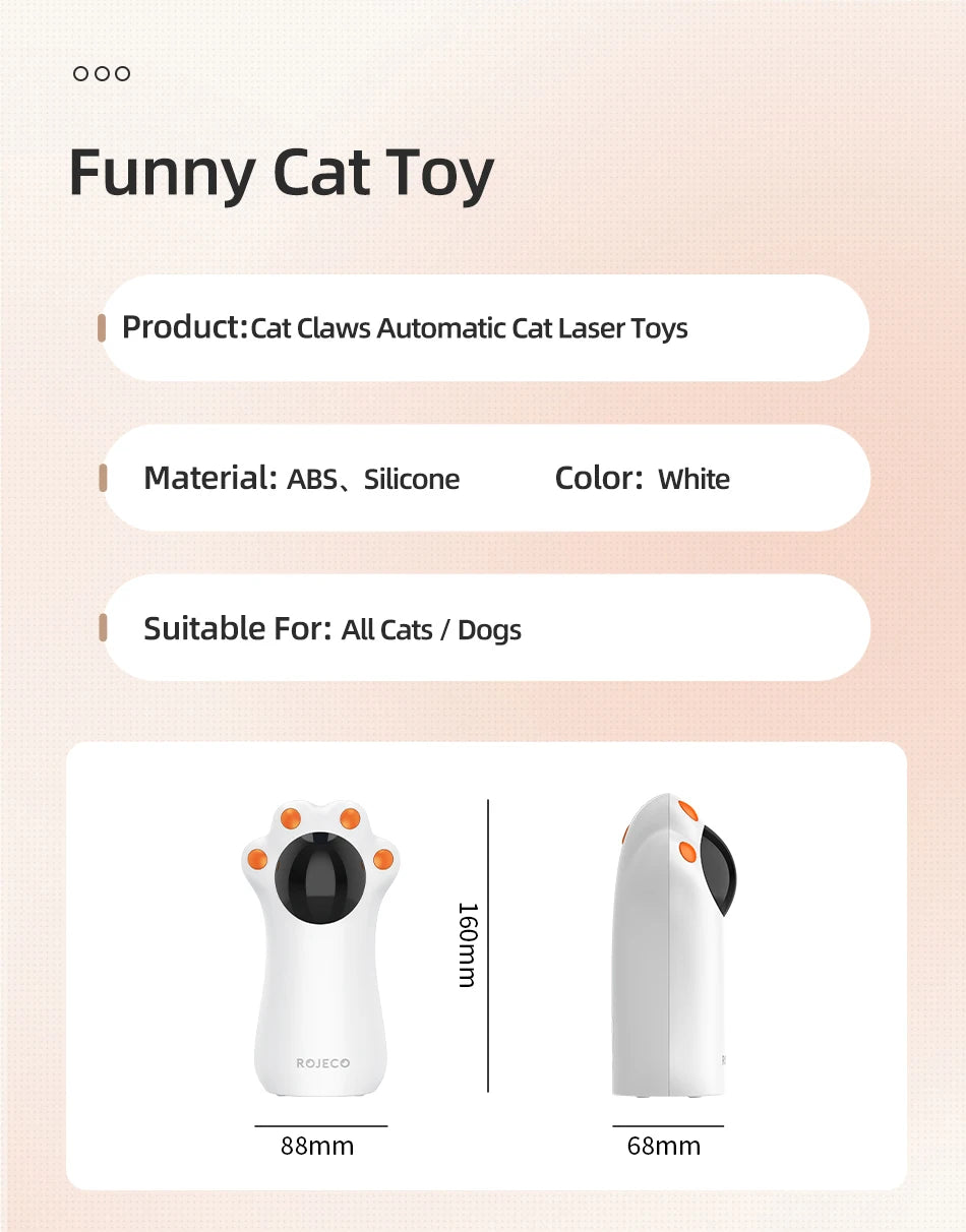ROJECO Automatic Cat Laser Toy Interactive Intelligent Toys LED Motion Activate Pet Indoor Handheld Wireless Cat Toy Accessories