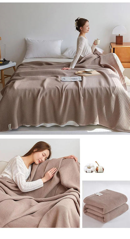 Solid Cotton Blanket for Bed Waffle Plaid Bedspread for Single Queen King Bed Sofa Blankets Throw Sofa Cover Sheet Summer Quilt