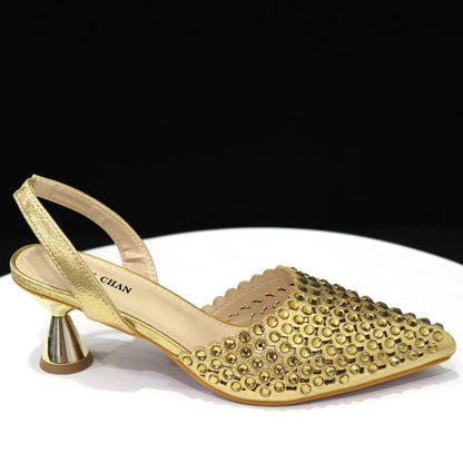 Venus Chan 2023 New INS High-Heeled Pointed Toe Wedding Shoes Colorful Full Diamond Design Shoe and Bag Set for Nigeria Party