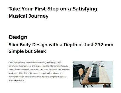 CASIO CDP-S110 Portable Digital Piano, 88-Key Scaled Hammer Action Keyboard, Bluetooth MIDI, Battery-Powered