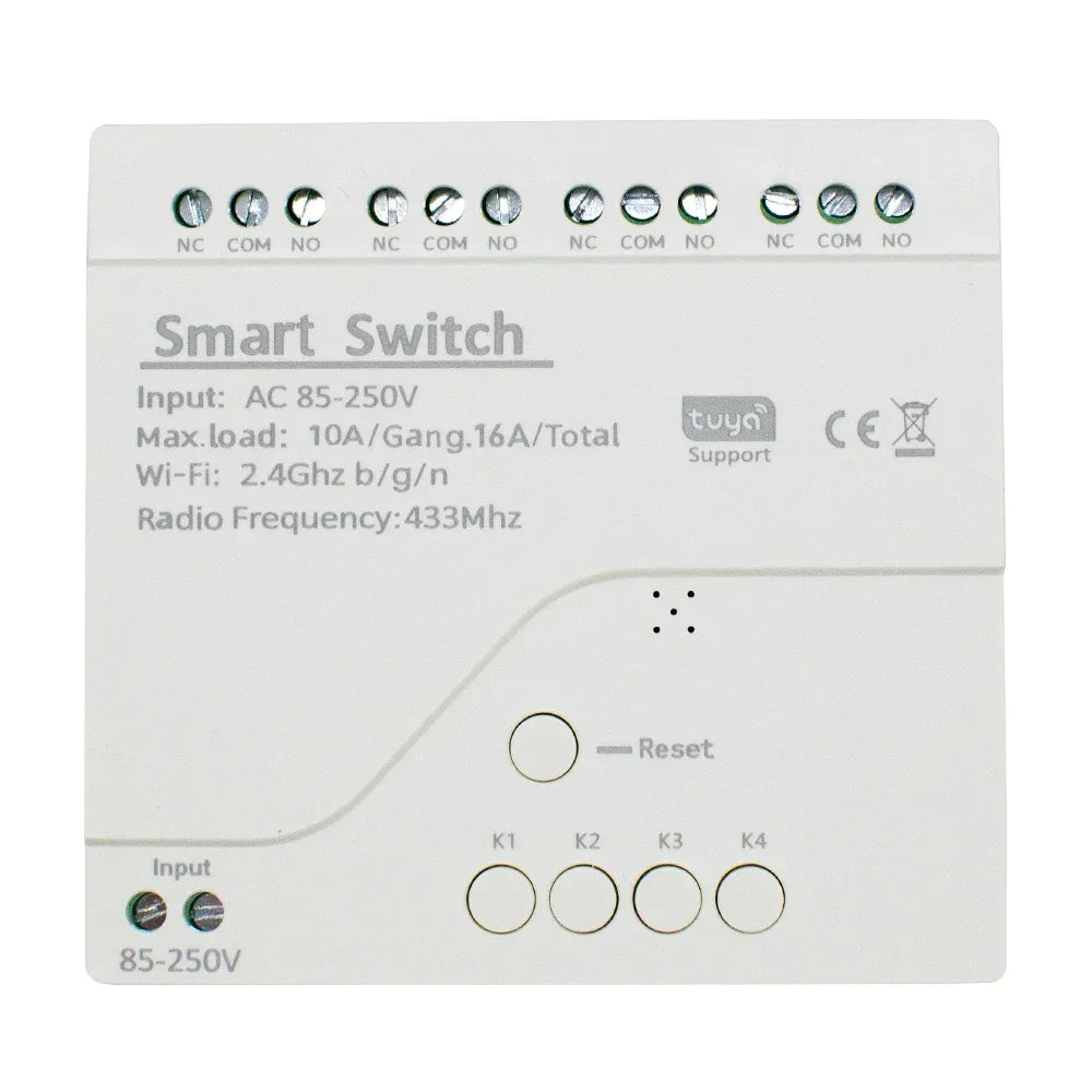Tuya Smart Home 4CH Relay Module AC/DC 7-32V AC 220V 10A Wifi Switch 4 Channels RF433 Receiver Work With Vioce Alexa Google Home