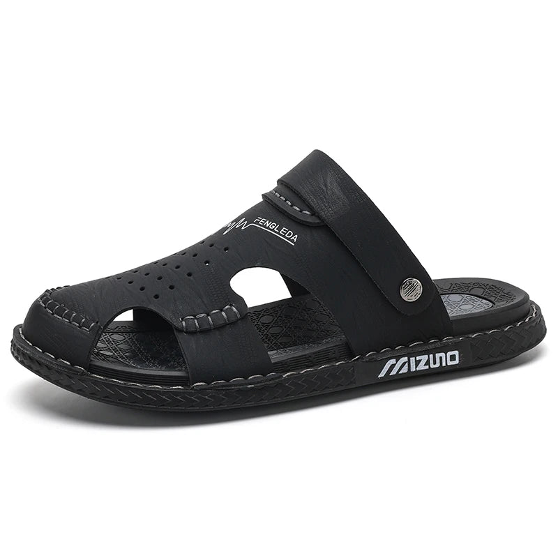 Men's Baotou Sandals Summer new Outdoor Cool Breathable Anti slip Waterproof Beach Shoes Soft Sole Fashion Dual purpose Slippers