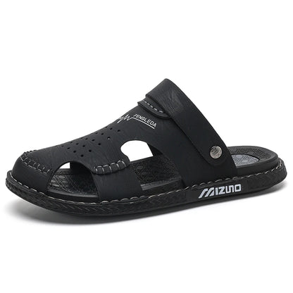 Men's Baotou Sandals Summer new Outdoor Cool Breathable Anti slip Waterproof Beach Shoes Soft Sole Fashion Dual purpose Slippers