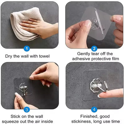 20/10/5Pcs Transparent Wall Hooks Hangers Self Adhesive Door Wall Hangers Hooks for Key Bag Kitchen Bathroom Accessories