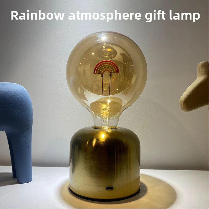 G125 5V Bulb Light Lamp Holder Creative Gift LED Induction Charging Night Light Atmosphere Decoration Ornaments Rainbow Filament