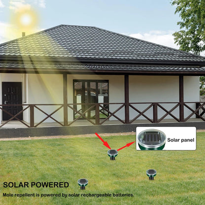 4PCS Solar Powered Ultrasonic Mouse Mole Repeller Rodent Deterrent Vibration Wave LED Lights For Yard Garden Park Farm Outdoor