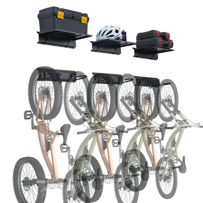 SucceBuy 3pcs Bike Storage Rack 300 lbs 48-inch Wall Mount Bicycles Storage Hanger with 3 Shelves for 6 Bikes Garage Organizer