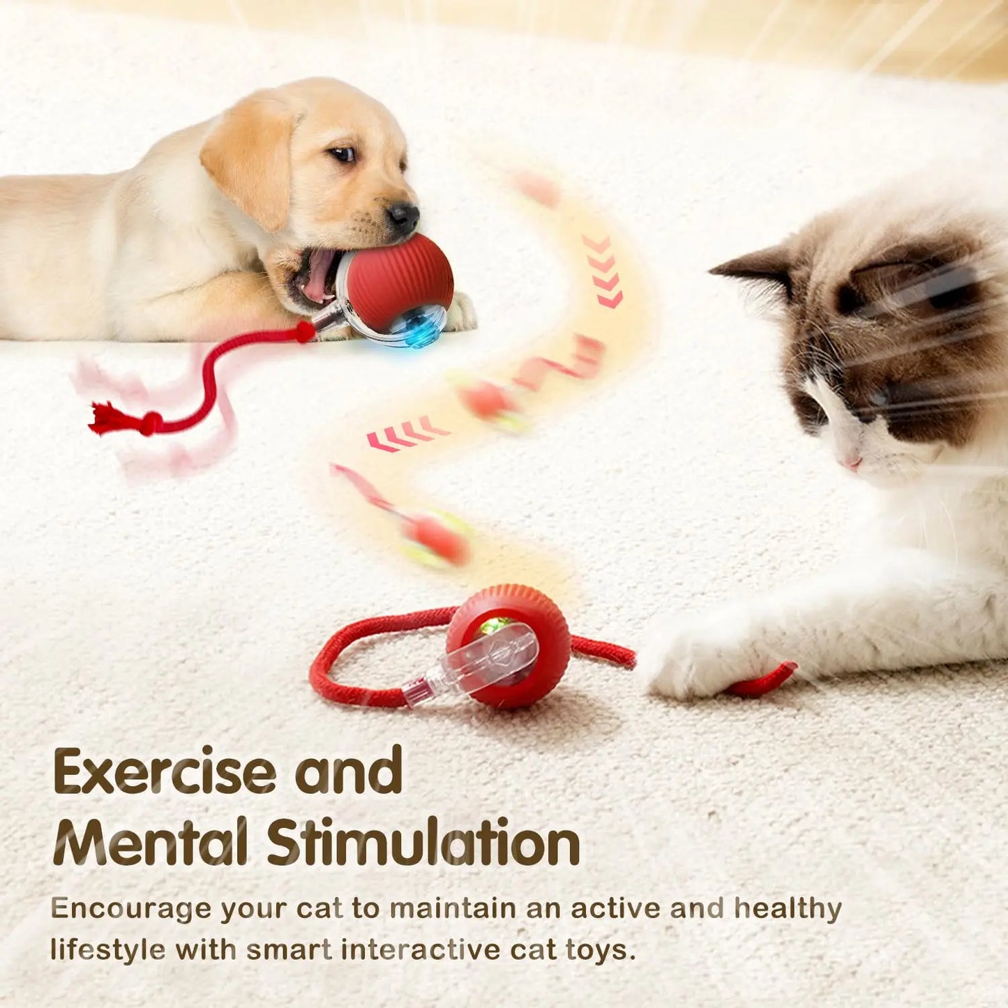 This Interactive Spherical Toy for Cats Features an Automatically Rotating Tail Ball Design and Is Rechargeable Electric Pet Toy