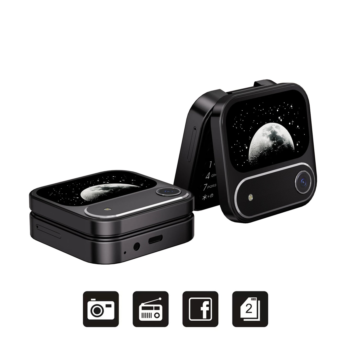 SERVO i17 AIR Mini Foldable Mobile Phone 2G GSM 1.77" Display Magic Voice Speed Dial FM Radio 2 SIM Card Small Square Cellphones