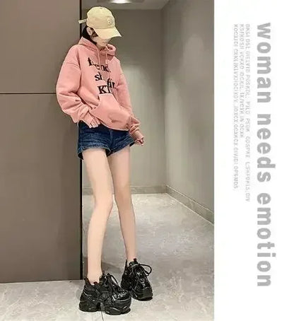 8CM Women Bling Red Chunky Sneakers Winter High Platform Warm Fur Shoes Ladies Wedges Casual Dad Shoes Leather Sports Sneakers