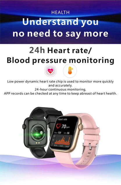 LIGE New Women Smart Watch 1.85 Full Touch Bluetooth Call Smart Wristwatch Body Temperature Watch Sports Bracelet Men Smartwatch